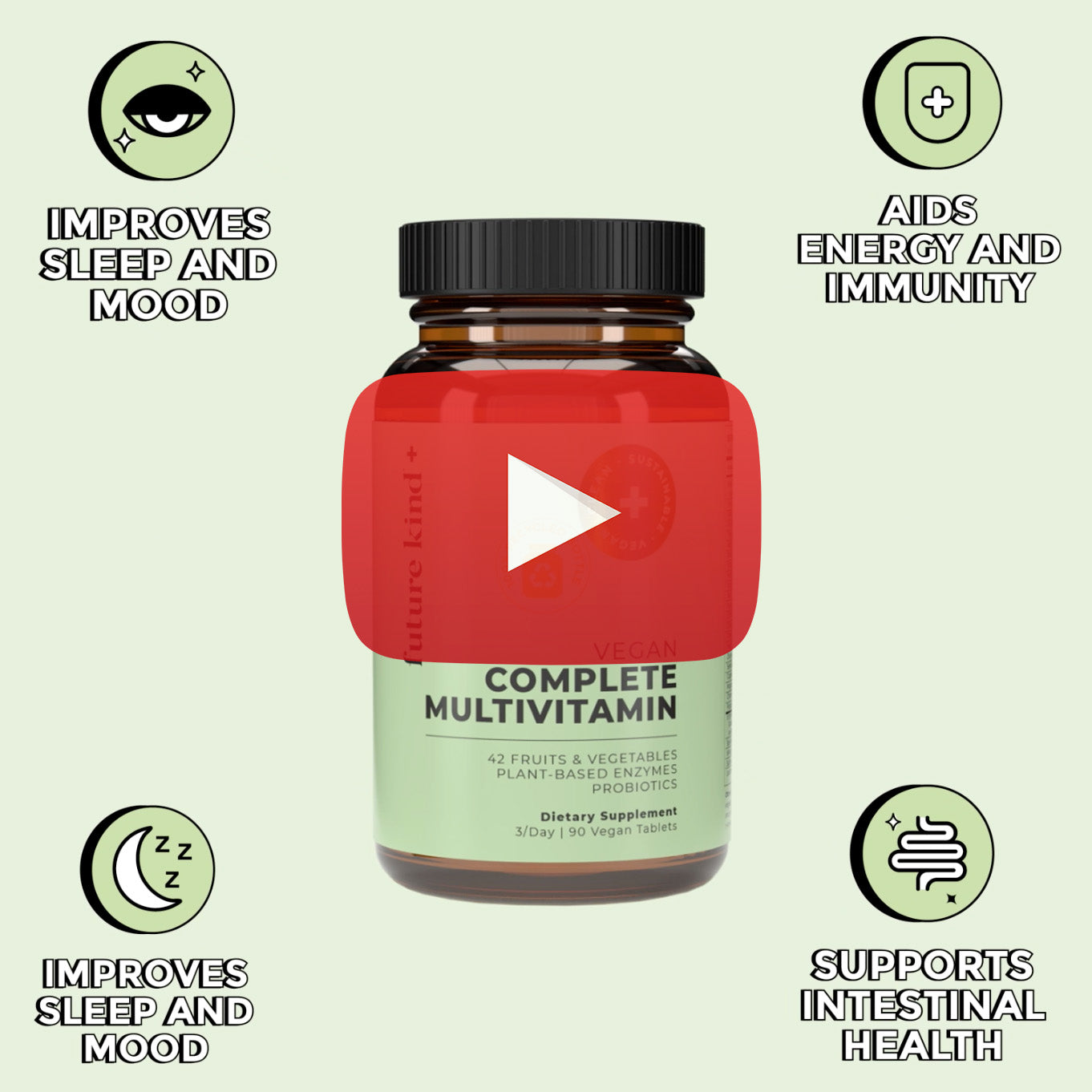 Vegan Complete Multivitamin (Vitamins + Probiotic + Enzymes)