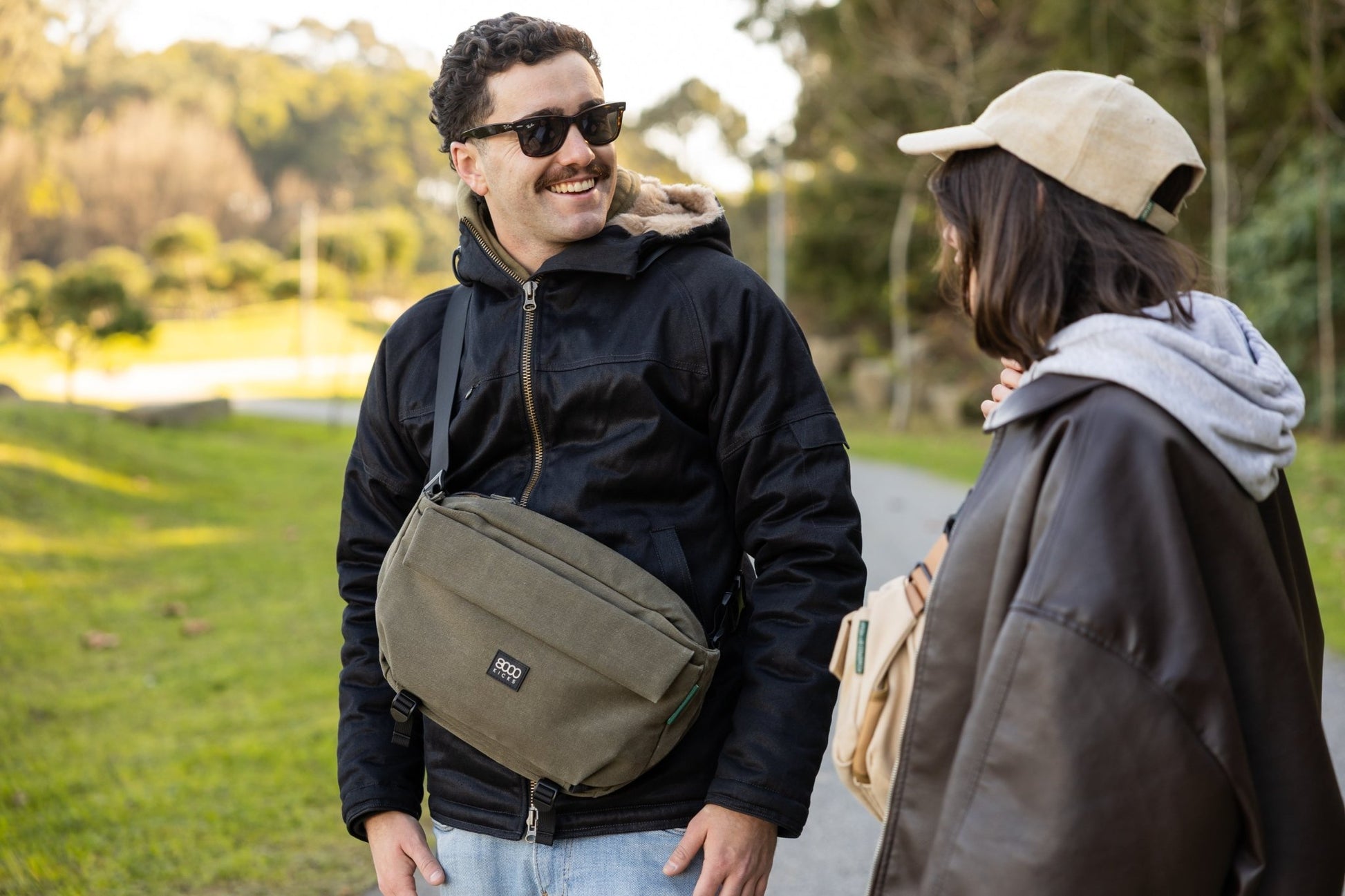 9L Travel Sling in Beige - Vegan America