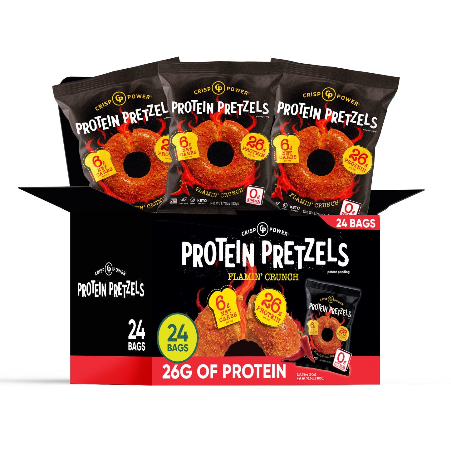 Flamin' Crunch - Protein Pretzels - Vegan America