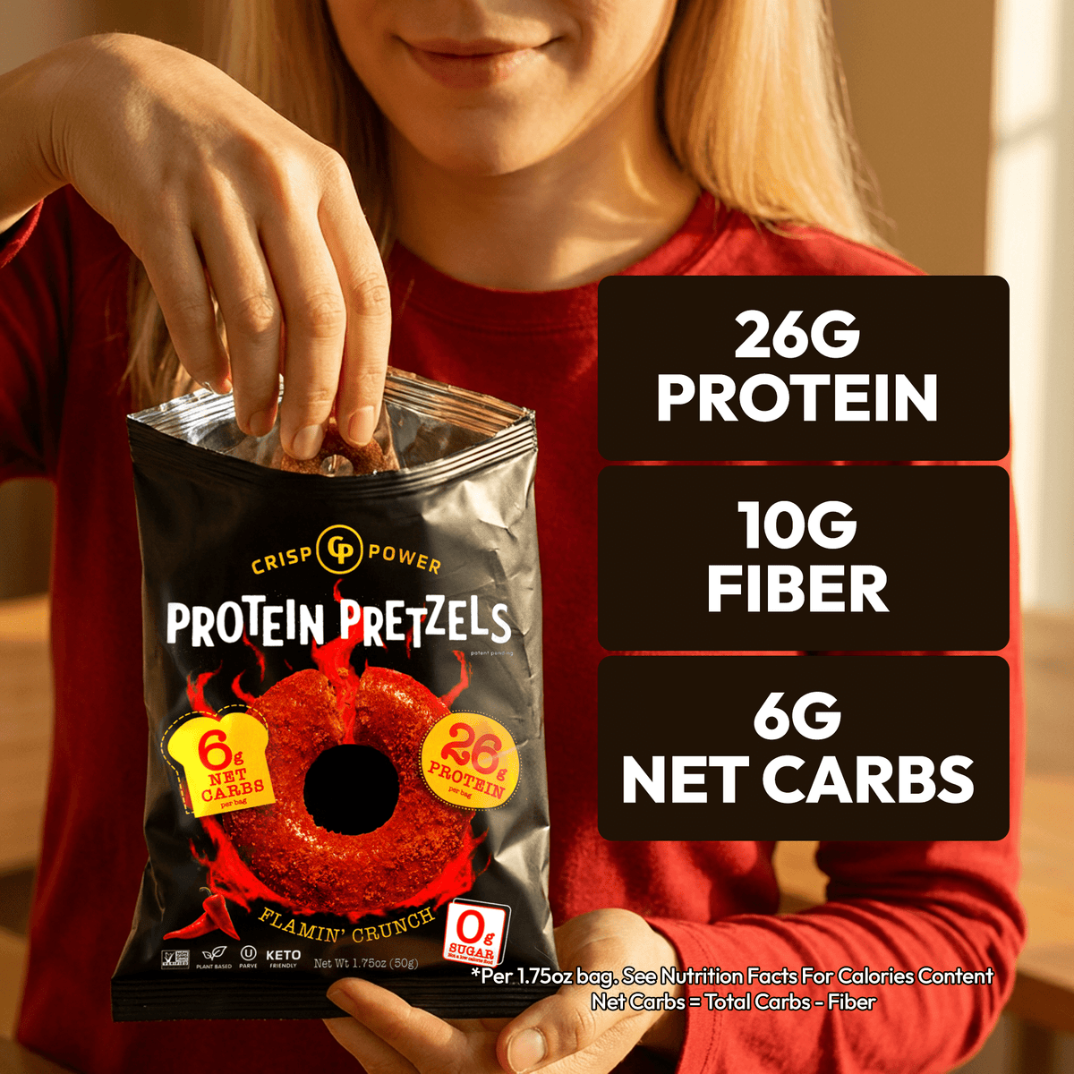Flamin' Crunch - Protein Pretzels - Vegan America