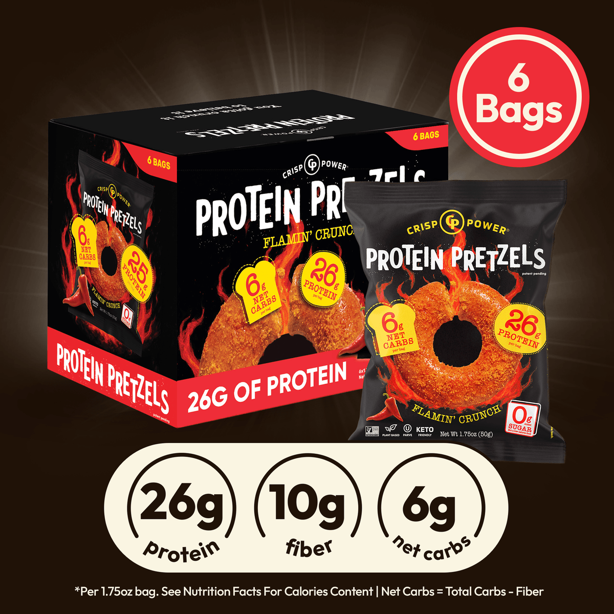 Flamin' Crunch - Protein Pretzels - Vegan America