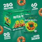 Crisp Power Protein Pretzels, Everything , High Protein Snack, 28G Protein, High Fiber Crunchy Pretzel Snacks, No Added Sugar, 1.75 oz Bags, 6 Pack, Vegan, Plant-Based, Keto