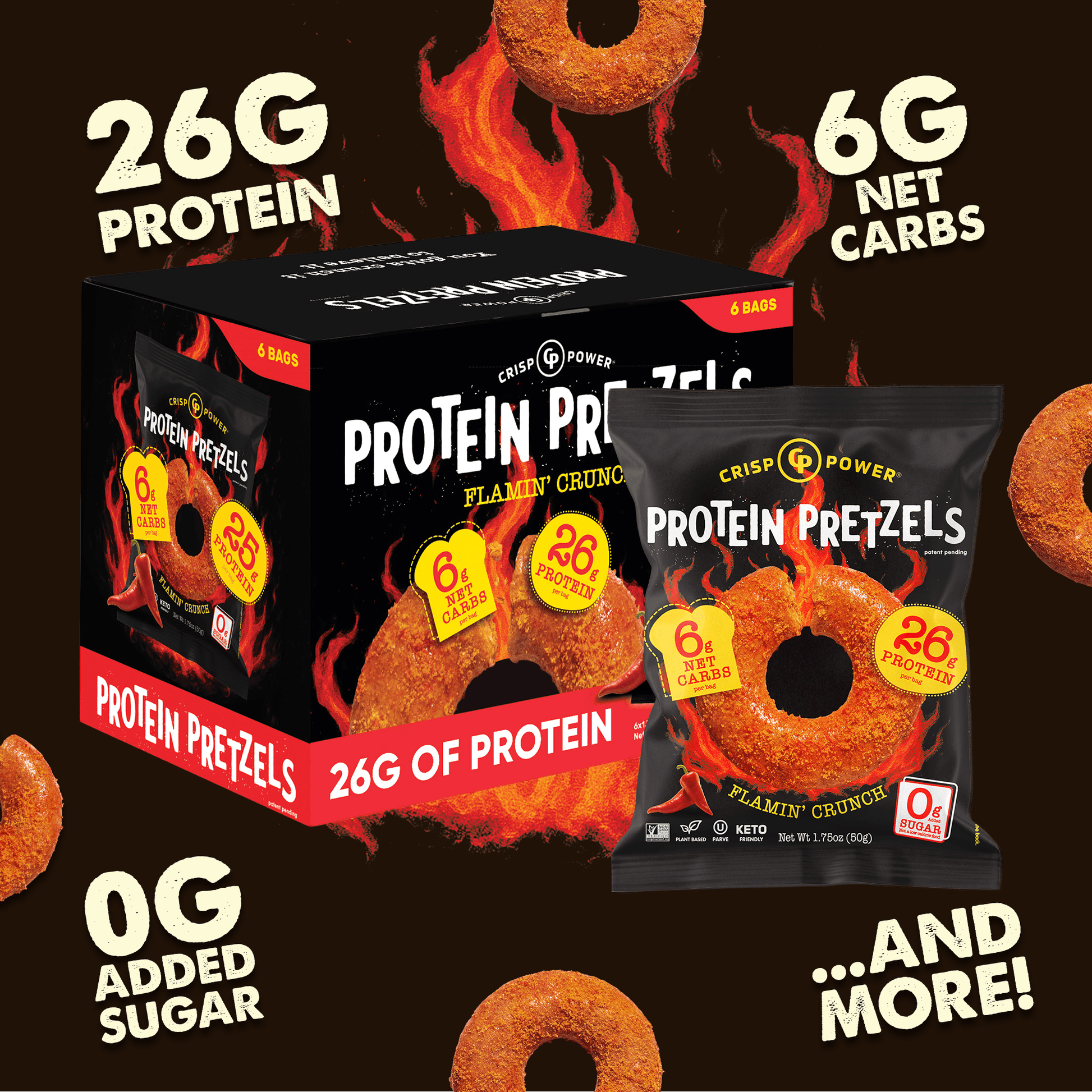 Flamin' Crunch - Protein Pretzels - Vegan America