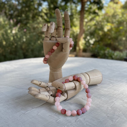 Crystal Healing Beaded Bracelet, Pink Aventurine