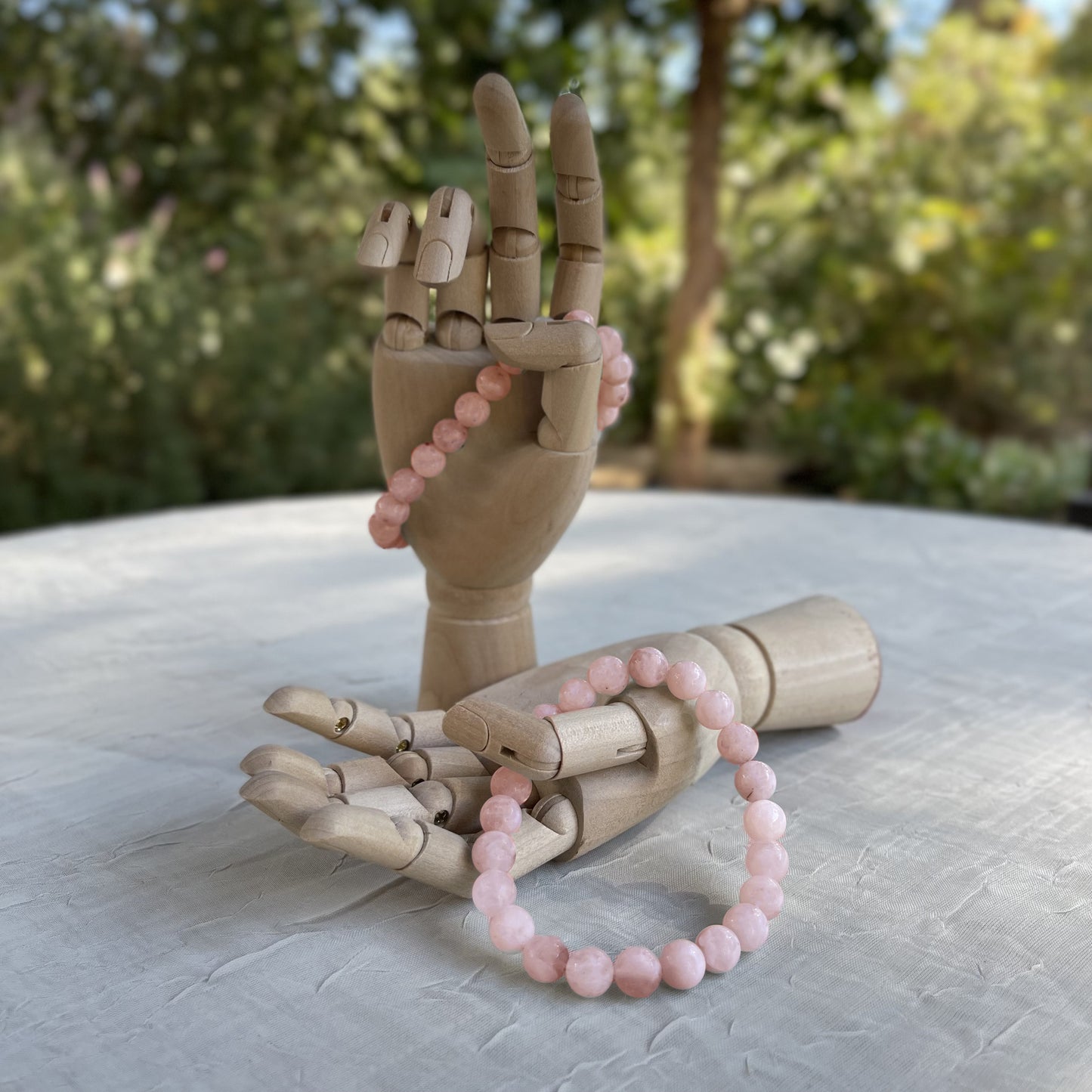 Crystal Healing Beaded Bracelet, Pink Opal