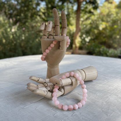 Crystal Healing Beaded Bracelet, Pink Opal