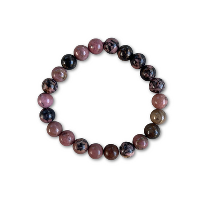 Crystal Healing Beaded Bracelet, Rhodonite