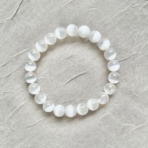Crystal Healing Beaded Bracelet, Selenite