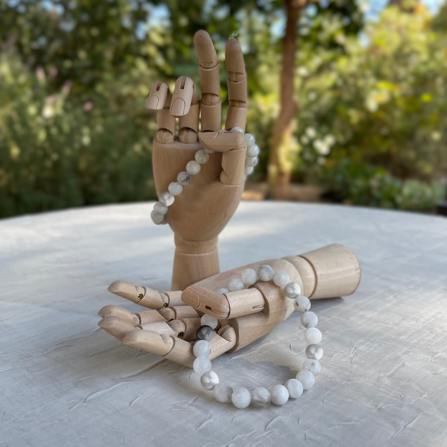 Crystal Healing Beaded Bracelet, White Howlite