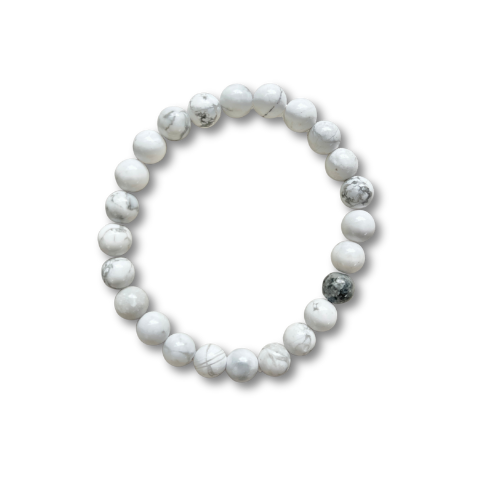Crystal Healing Beaded Bracelet, White Howlite