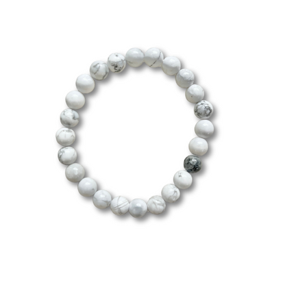 Crystal Healing Beaded Bracelet, White Howlite