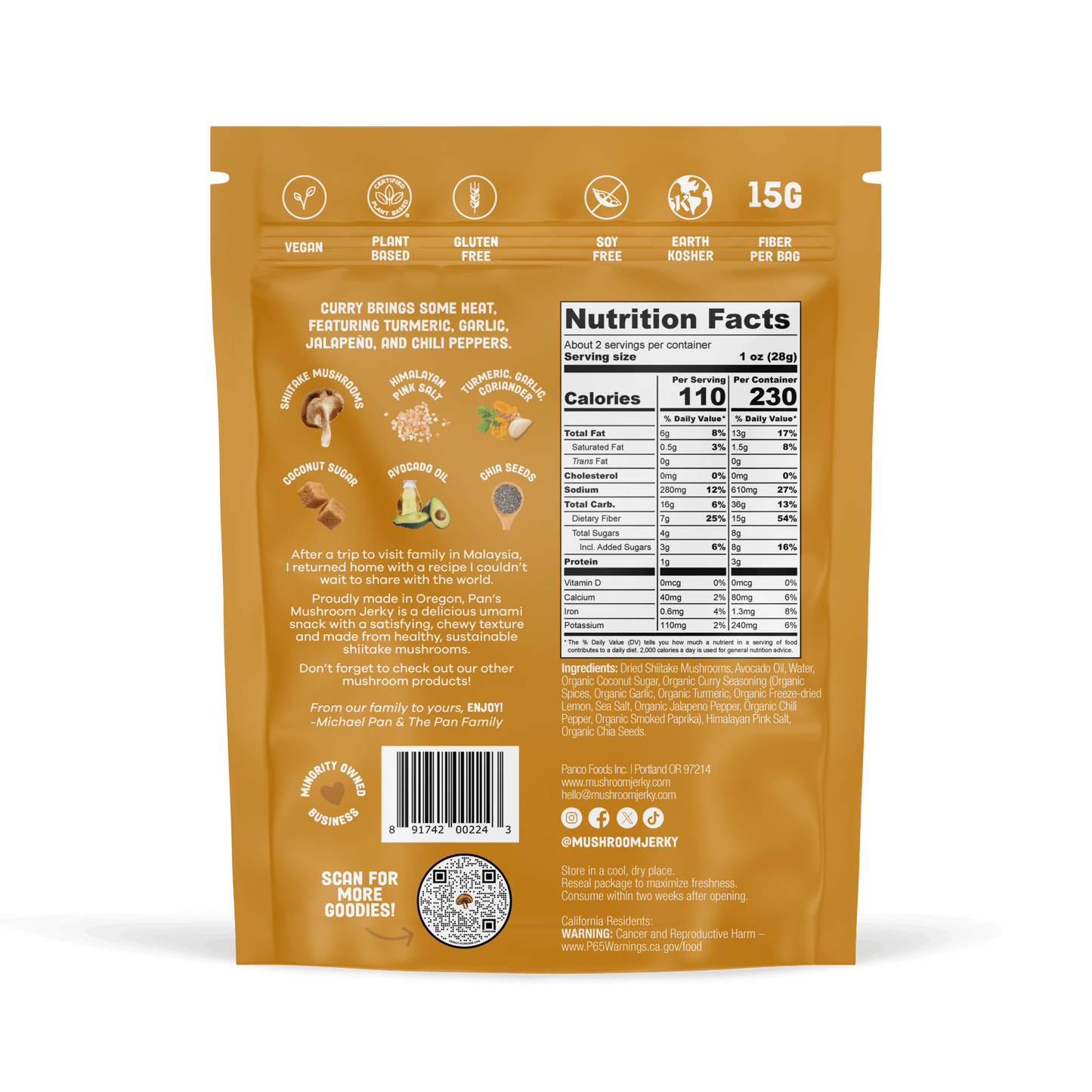 Curry Mushroom Jerky - Vegan America