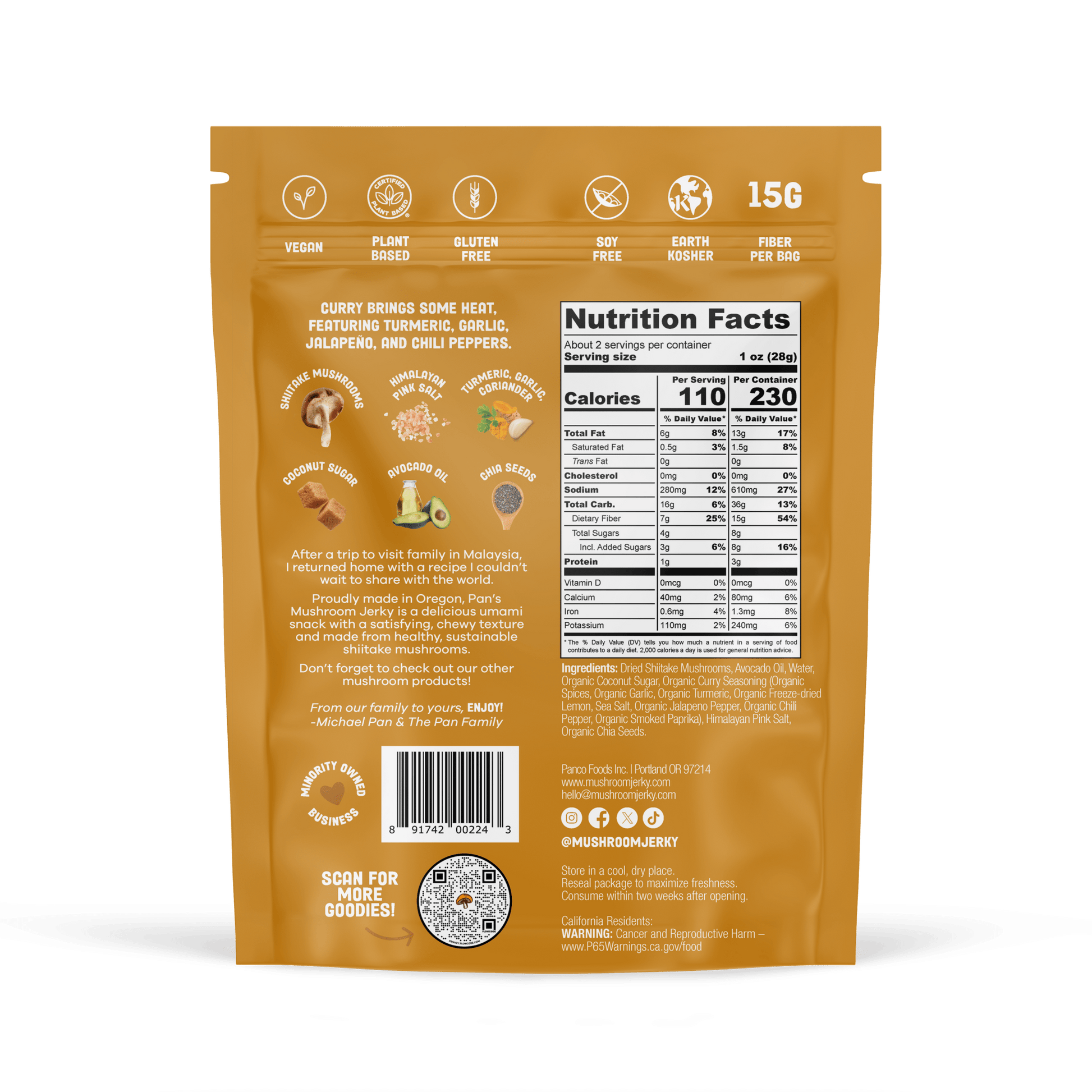 Curry Mushroom Jerky - Vegan America