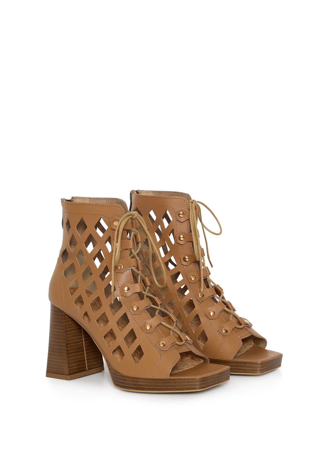 DANCE YOUR WAY (toffi) – cut-out block heel sandals made from mushroom leather