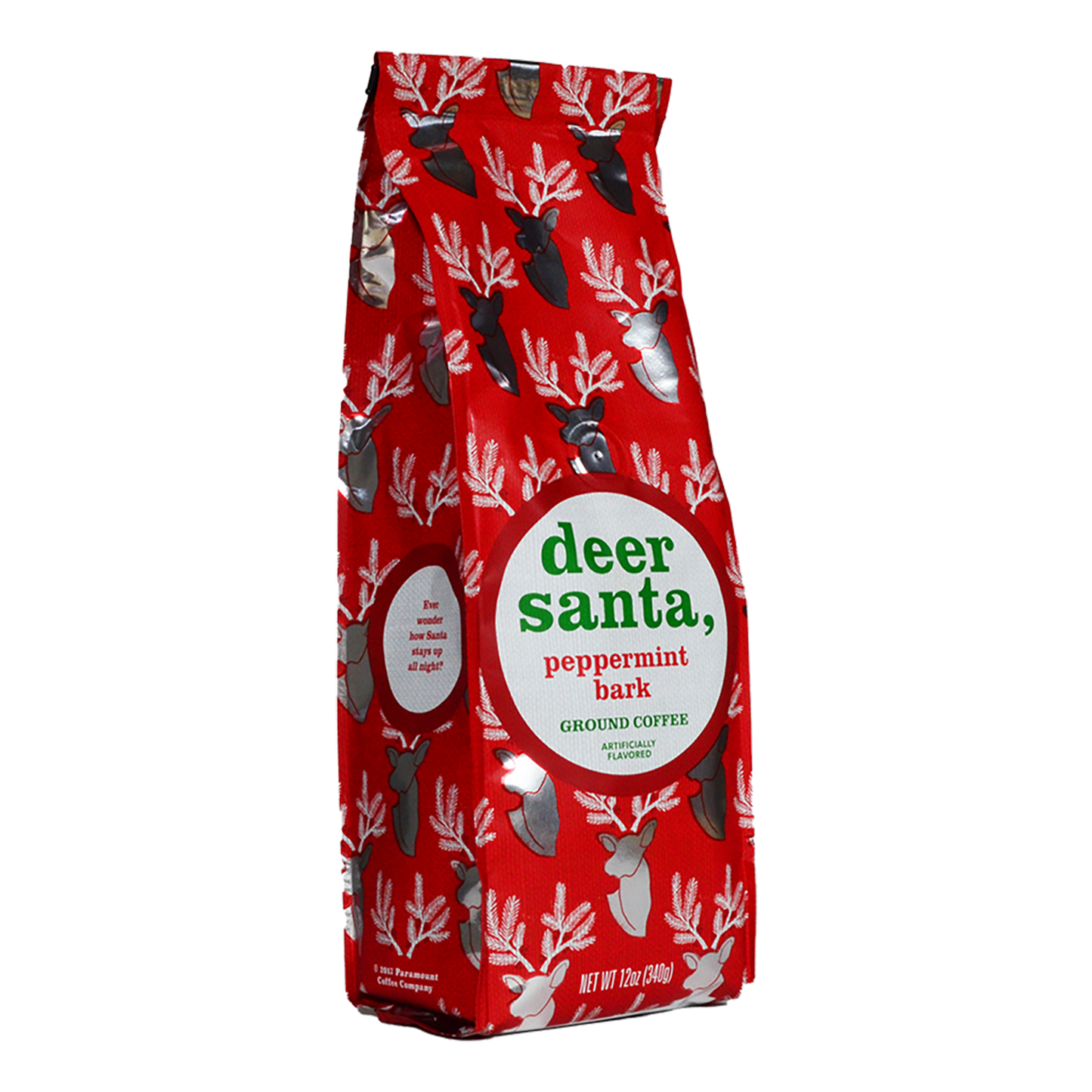 Deer Santa Peppermint Bark Flavored 12oz Ground Coffee
