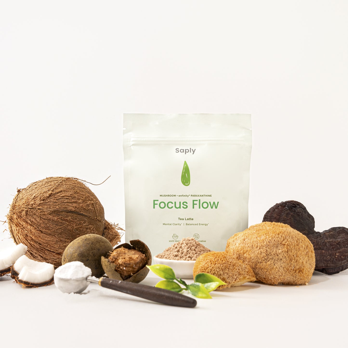 Saply FocusFlow Mushroom Latte – Lion’s Mane, Reishi, Paraxanthine