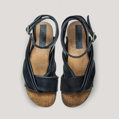 "Get in shape!” vegan grape leather sandals
