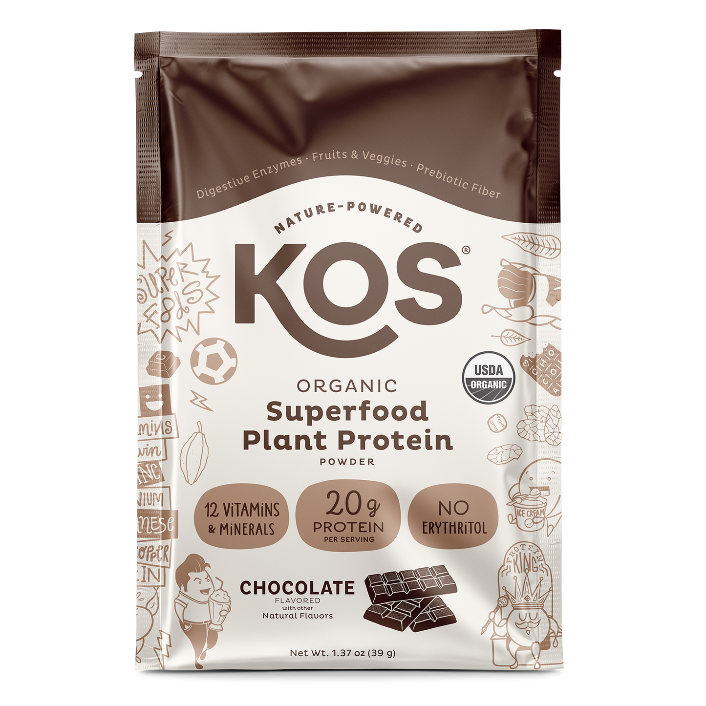 Organic Plant Protein, Chocolate, Single Serving