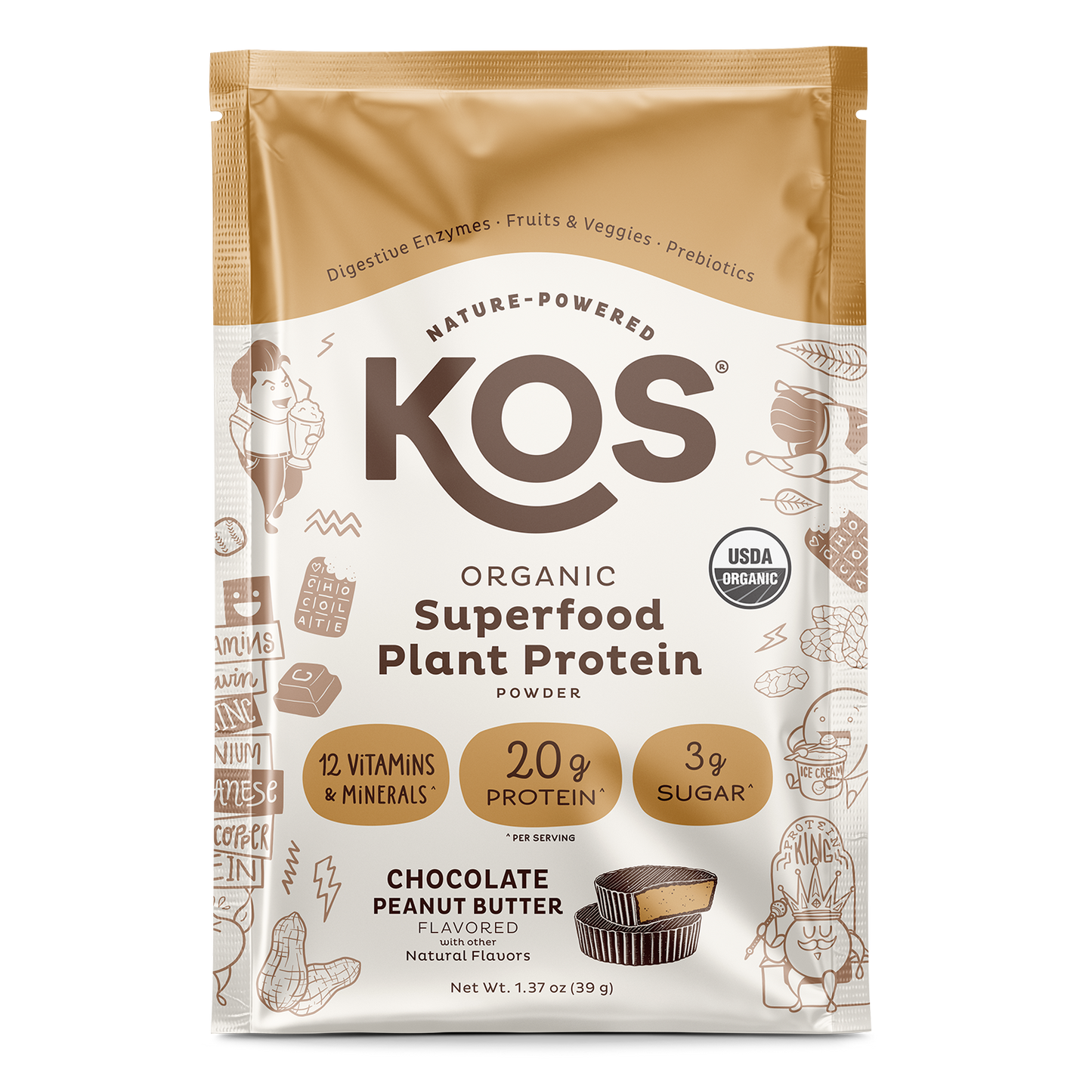 Organic Plant Protein, Chocolate Peanut Butter, Single Serving