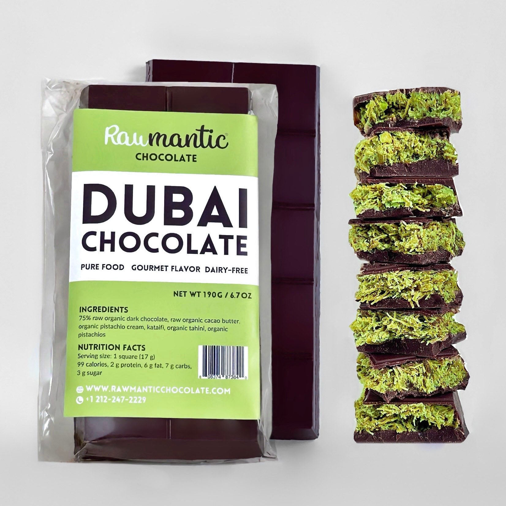 Dubai Chocolate knafeh Pistachio Chocolate Bar.190g/6.7oz - Vegan America