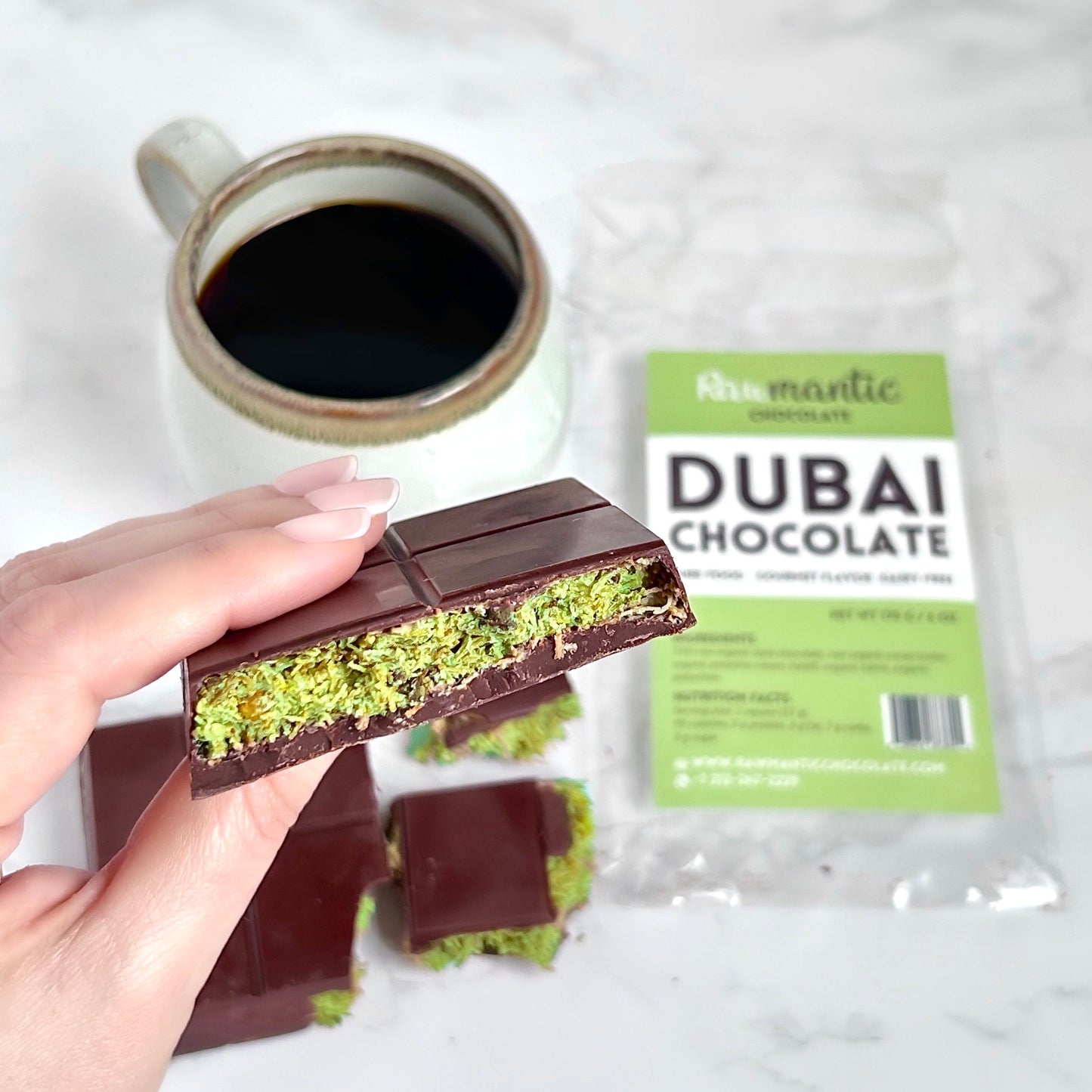 Dubai Chocolate knafeh Pistachio Chocolate Bar.190g/6.7oz - Vegan America