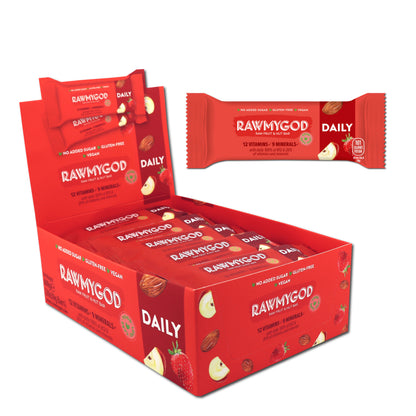 RAWMYGOD Daily Raw Fruit & Nut Bar, Box of 20