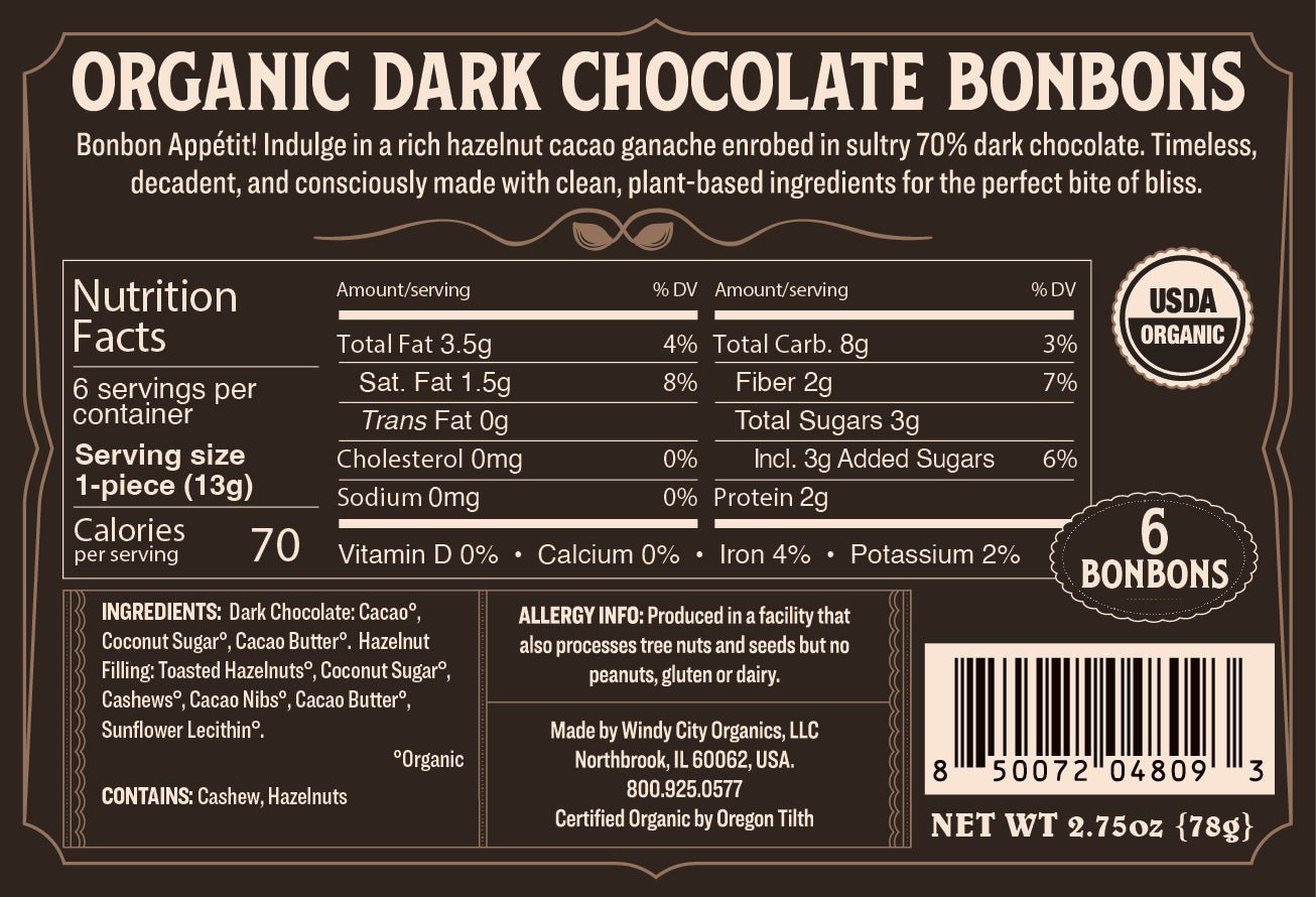 Rawmio 70% Dark Chocolate Bonbons, 6 Bonbons - Vegan America