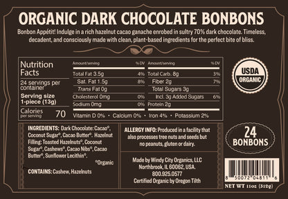 Rawmio 70% Dark Chocolate Bonbons, 24 Bonbons - Vegan America