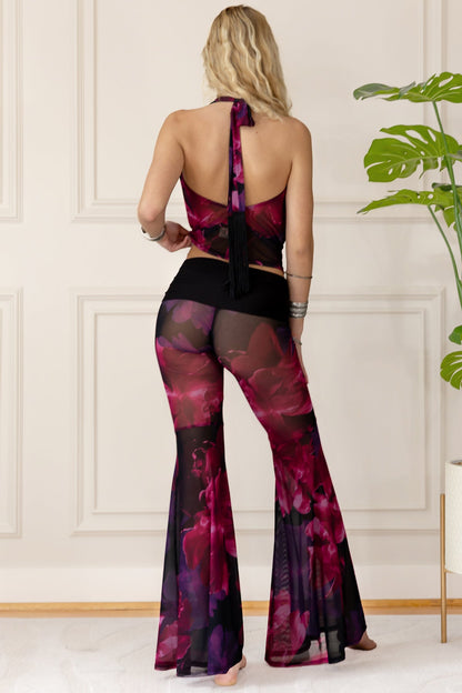 COWL TOP - NOCTURNAL BLOSSOM MESH - Vegan America