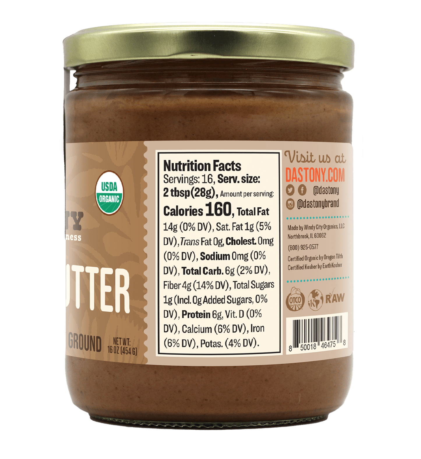 Organic Raw Almond Butter, 16 oz - Vegan America