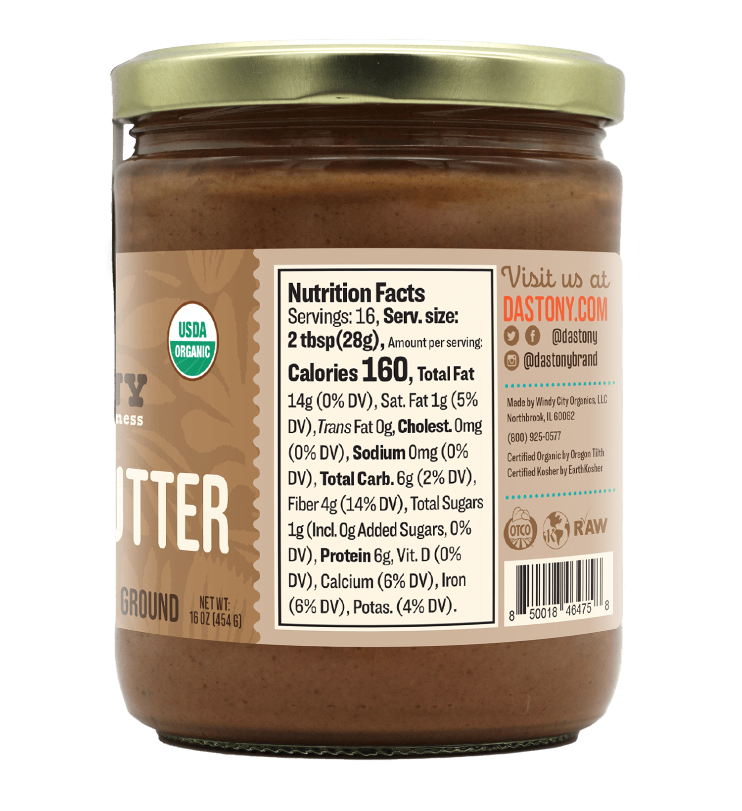 Organic Raw Almond Butter, 16 oz - Vegan America