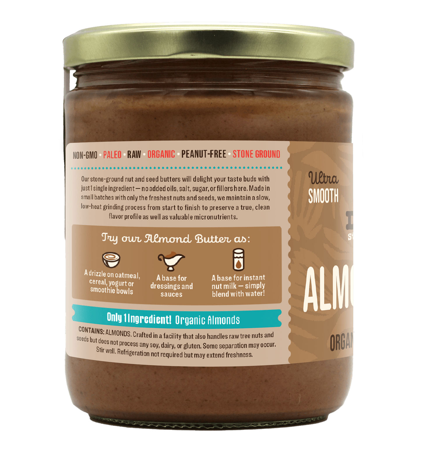Organic Raw Almond Butter, 16 oz - Vegan America