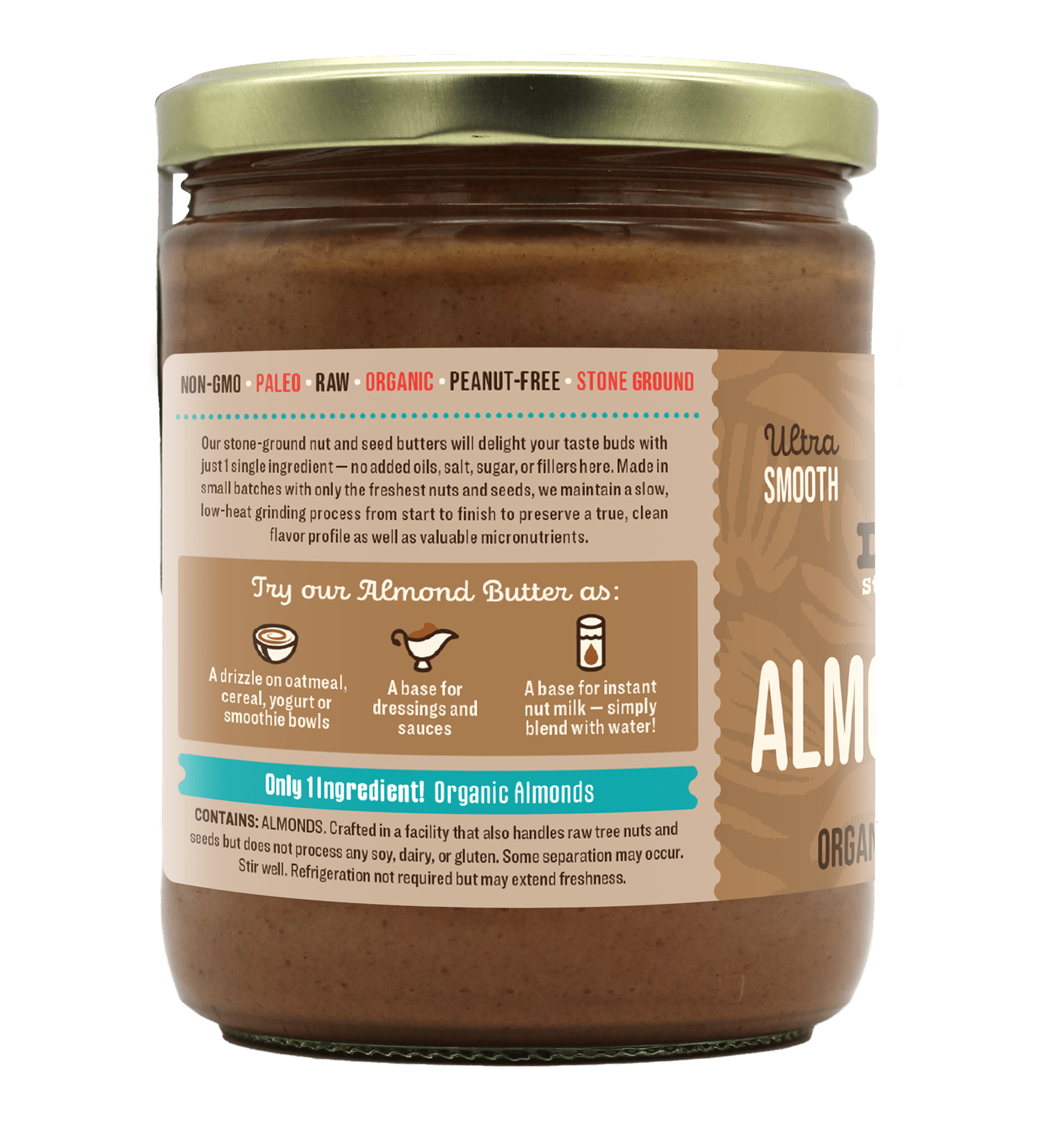 Organic Raw Almond Butter, 16 oz - Vegan America