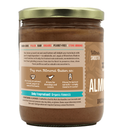 Organic Raw Almond Butter, 16 oz - Vegan America