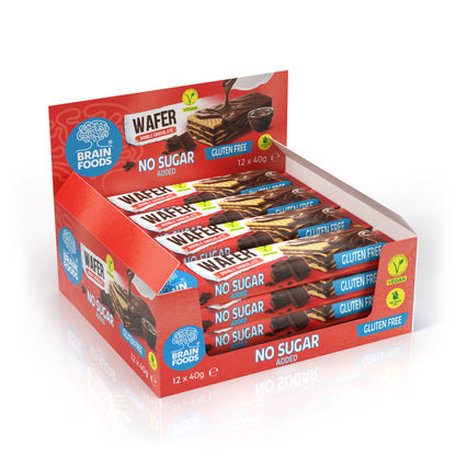 BRAIN FOODS Double Chocolate Gluten Free Vegan Wafer, Box of 12