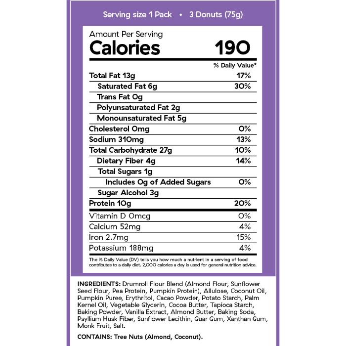 Drumroll Snacks - Mini Double Chocolate Donuts, 2.6oz