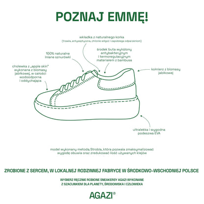 Jabłkowe sneakersy EMMA – cappuccino - Vegan America