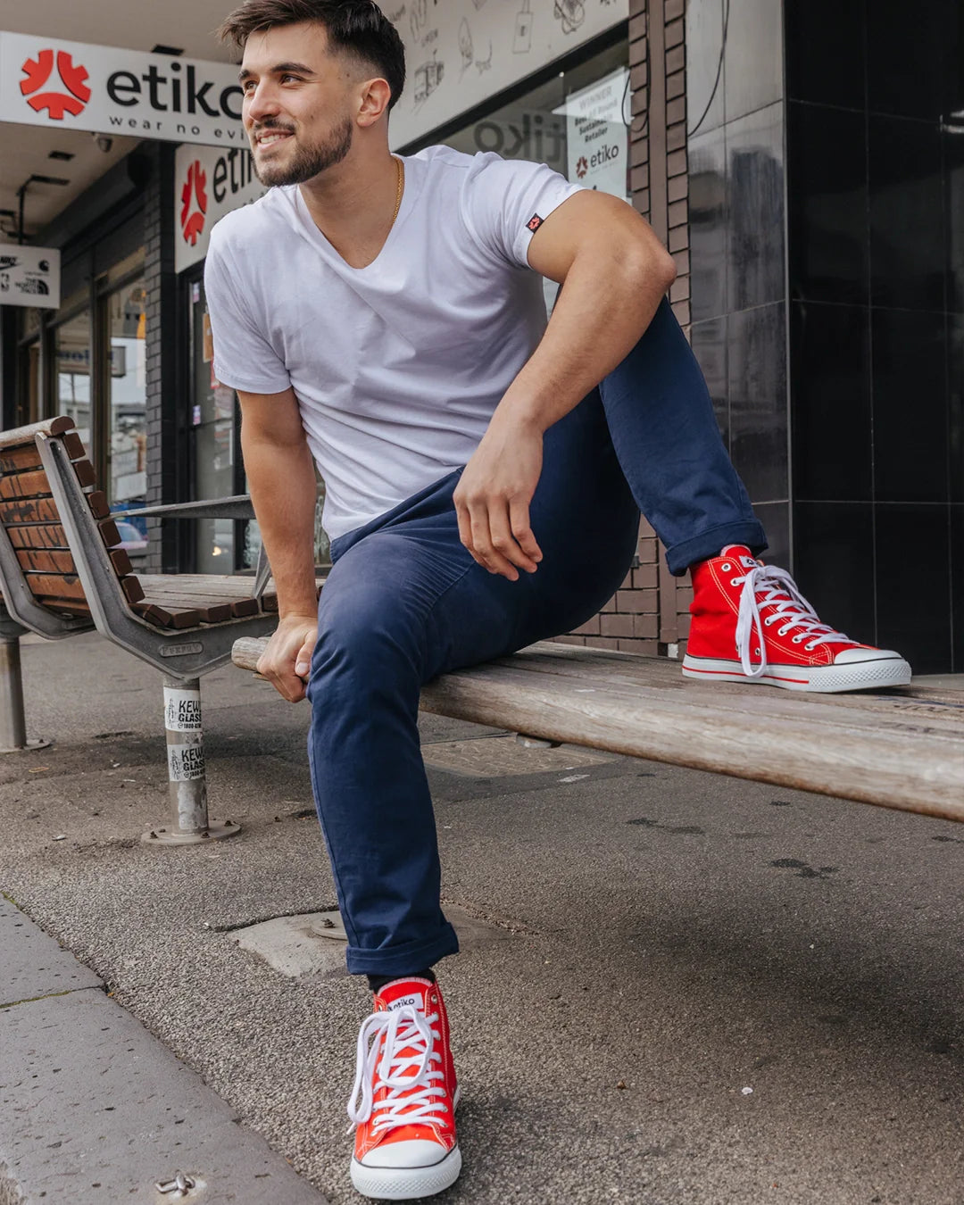 High Top Sneakers, Red & White