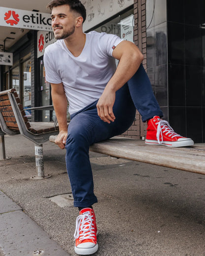 High Top Sneakers, Red & White