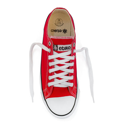 Low Cut Sneakers, Red & White