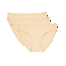 Pack of three soft organic cotton nude bikini style ethical underwear, Fairtrade certified