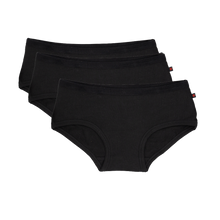 Organic cotton black ethical women's underwear boyleg or boyfit underwear bundle deals.