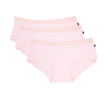 Soft or light pink boyleg/boyfit underwear, fairtrade certified organic cotton, pack of three 