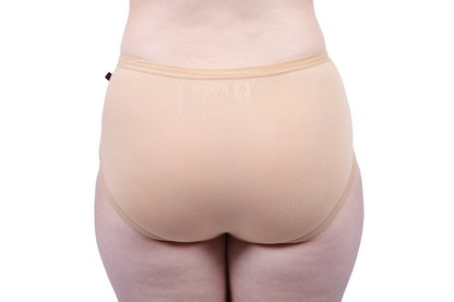 Skin or Nude coloured soft fairtrade certified organic cotton full brief ethical womens underwear