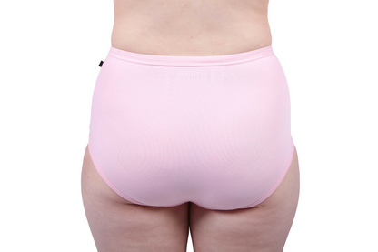 Etiko Pink organic cotton full brief ethical underwear with a elasticated waist, Fairtrade certified
