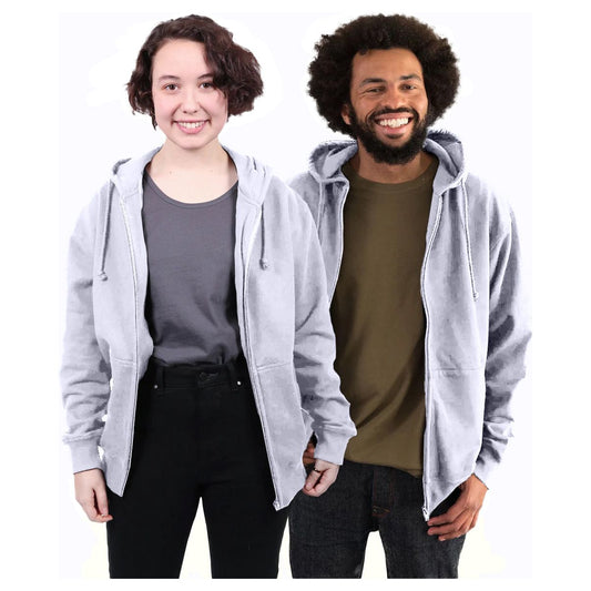 Zipped Hoodie, Unisex Grey