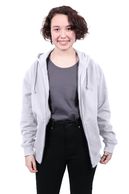 Zipped Hoodie, Unisex Grey
