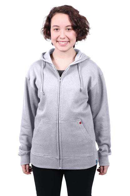 Zipped Hoodie, Unisex Grey