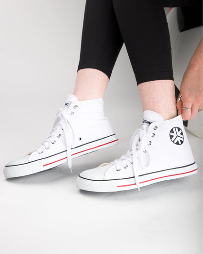 High Top Sneakers, White Stripe