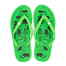 Natural Rubber Thongs, Green & Black Free the Bears